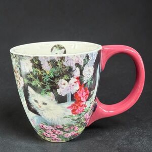 Lang Summer Window Persis Clayton Weirs White Cat Floral Ceramic Mug Cup Vintage
